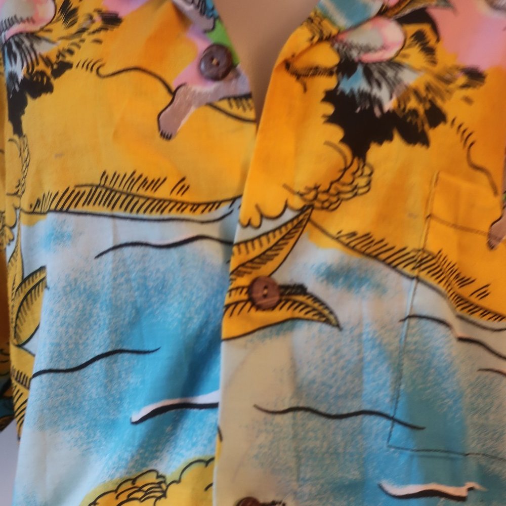 NWT Mens Ele Laguna Beach Multicolor Surfer Button Shirt XL * - Picture 3 of 7